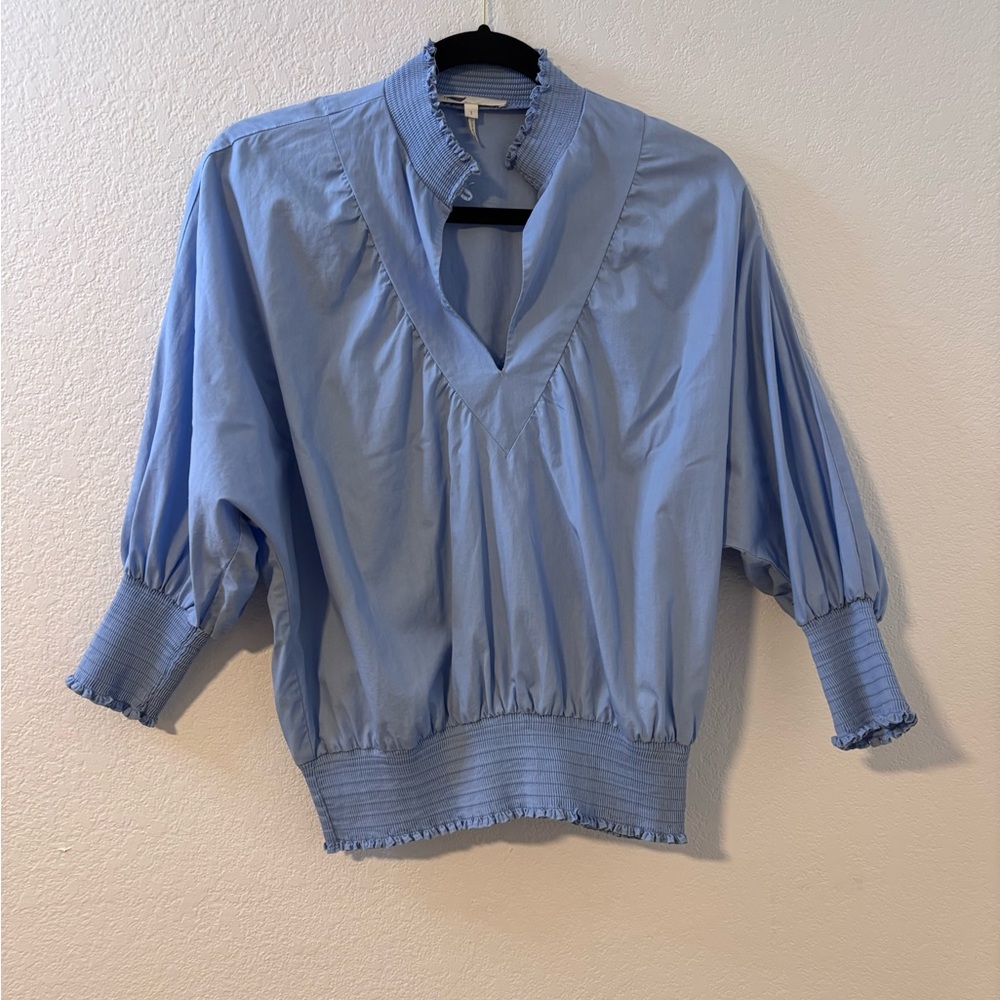 Maje Light Blue V-Neck Blouse